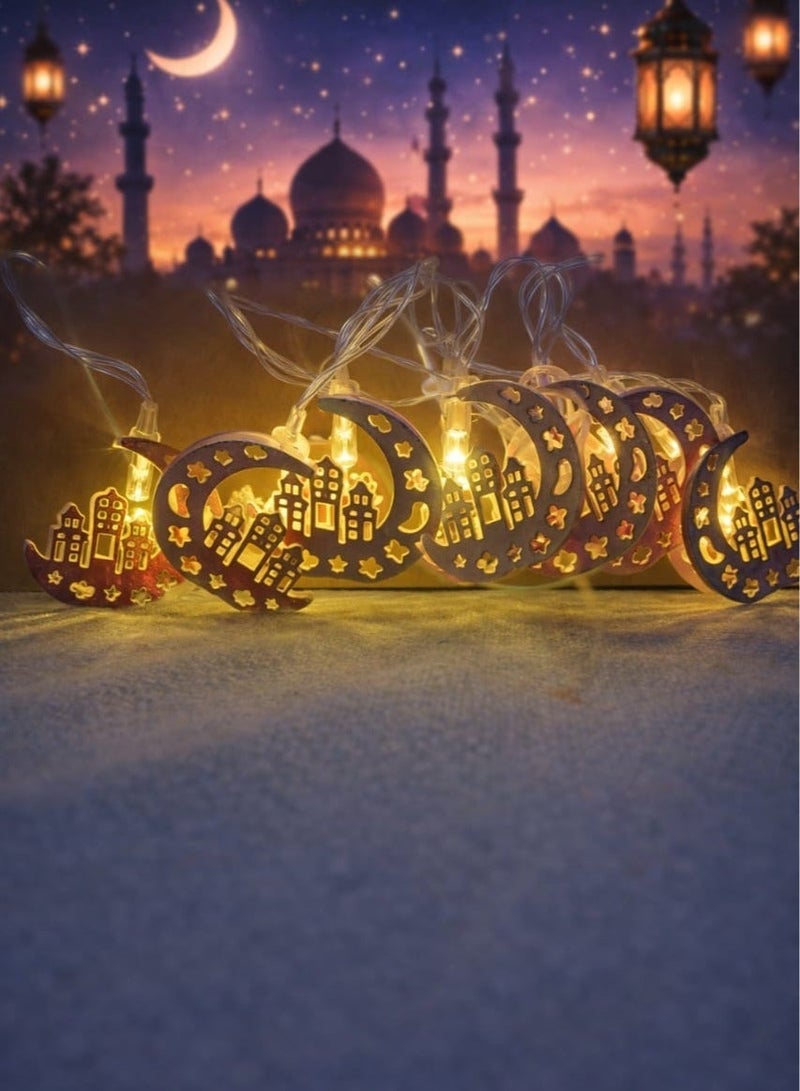 Ramadan, Eid Decorations Star String Lights, Mubarak Ramadan Moon Star Lantern Lamp, 10 LEDs Battery Operated Islamic Moon Lights, Eid Ramadan Decor for Home and Outdoor, Eid Star Moon - Image 1